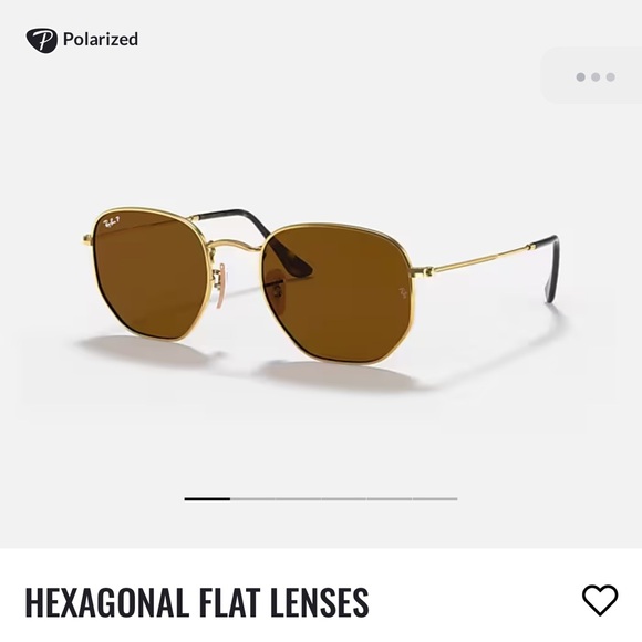 Ray-Ban Gold Brown Hexagonal Sunglasses - Picture 1 of 3